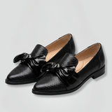 Damen Leder Slipper mit Schleifendetail und zum Hineinschlüpfen