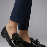Damen Leder Slipper mit Schleifendetail und zum Hineinschlüpfen
