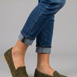 Damen Leder Slipper mit flacher Sohle für den Alltag