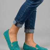 Damen Leder Slipper mit flacher Sohle für den Alltag