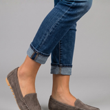 Damen Leder Slipper mit flacher Sohle für den Alltag