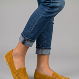 Damen Leder Slipper mit flacher Sohle für den Alltag