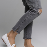 Damen Leder Slipper mit Leder-Obermaterial für den Alltag