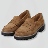 Damen Leder Slipper mit Profilsohle für den täglichen Gebrauch