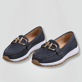 Damen Leder Slipper mit Metall-Detail für den Alltag