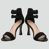 Damen Leder Sandalen mit Knöchelriemen und Stiletto-Absatz