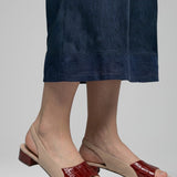 Damen Leder Sandalen mit Blockabsatz und Schnalle