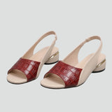 Damen Leder Sandalen mit Blockabsatz und Schnalle