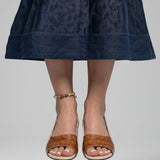 Damen Leder Sandalen mit Blockabsatz und Schnalle