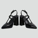 Damen Leder Sandalen mit Schnallenverschluss und Spitzzehe
