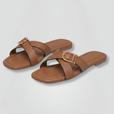 Damen Leder Sandalen mit Kreuzriemen und Slip-On