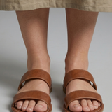 Damen Leder Sandalen mit offener Zehe und EVA-Sohle