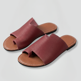 Damen Leder Sandalen mit Offener Zehe und Slip-On