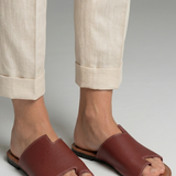 Damen Leder Sandalen mit Offener Zehe und Slip-On