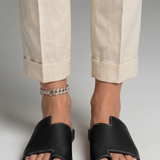Damen Leder Sandalen mit Offener Zehe und Slip-On