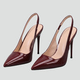 Damen-Ledersandalen mit spitzem Zehen und Stiletto-Absatz