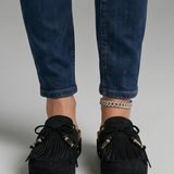 Damen-Ledersandalen mit runder Zehenpartie und Slip-On
