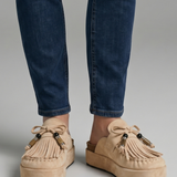 Damen-Ledersandalen mit runder Zehenpartie und Slip-On