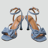 Damen Leder Sandalen mit quadrater Zehenform und Schnalle