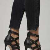 Damen Leder Sandalen mit Reißverschluss und Stiletto-Absatz