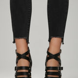 Damen Leder Sandalen mit Reißverschluss und Stiletto-Absatz