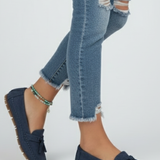 Damen-Leder mit Schleife und strukturiertem Obermaterial