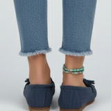 Damen-Leder mit Schleife und strukturiertem Obermaterial