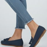 Damen-Leder mit Schleife und strukturiertem Obermaterial