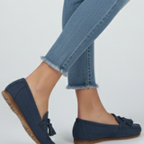Damen-Leder mit Schleife und strukturiertem Obermaterial