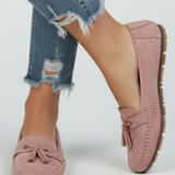 Damen-Leder mit Schleife und strukturiertem Obermaterial