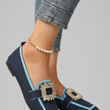 Damen Slipper mit dekorativer Schnalle für den Alltag