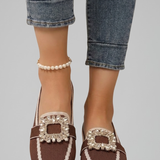 Damen Slipper mit dekorativer Schnalle für den Alltag