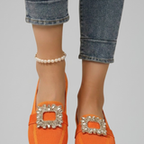 Damen Slipper mit dekorativer Schnalle für den Alltag