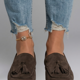 Damen Slipper mit flachem Quasten für den Alltag