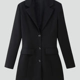Damen-Longline-Blazer mit Reverskragen und Frontknöpfen