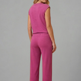 Damen Loungewear Set mit Elastischem Bund und Kurzen Ärmeln