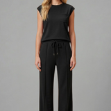 Damen Loungewear Set mit Elastischem Bund und Kurzen Ärmeln