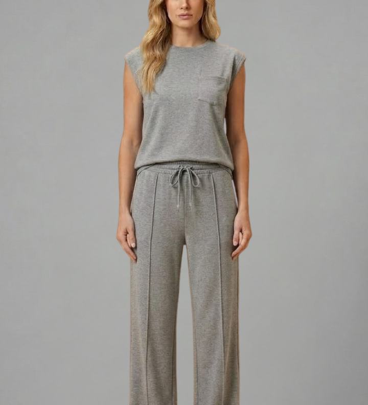 Damen Loungewear Set mit Elastischem Bund und Kurzen Ärmeln