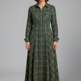 Maxikleid für Damen mit Knopfleiste und langen Ärmeln