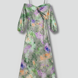 Maxikleid für Damen mit abnehmbarem Schal und langen Ärmeln