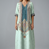 Maxikleid für Damen mit Stickerei und Seitentaschen