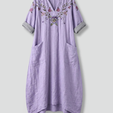 Maxikleid für Damen mit Stickerei und Seitentaschen
