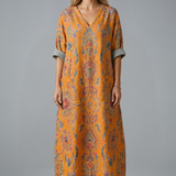 Maxikleid für Damen mit Stickerei und Seitentaschen
