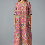 Maxikleid für Damen mit Stickerei und Seitentaschen