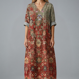 Maxikleid für Damen mit Stickerei und Seitentaschen