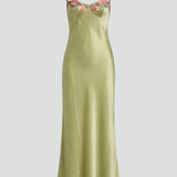 Maxikleid für Damen mit floralem Stickmuster und taillierter Silhouette