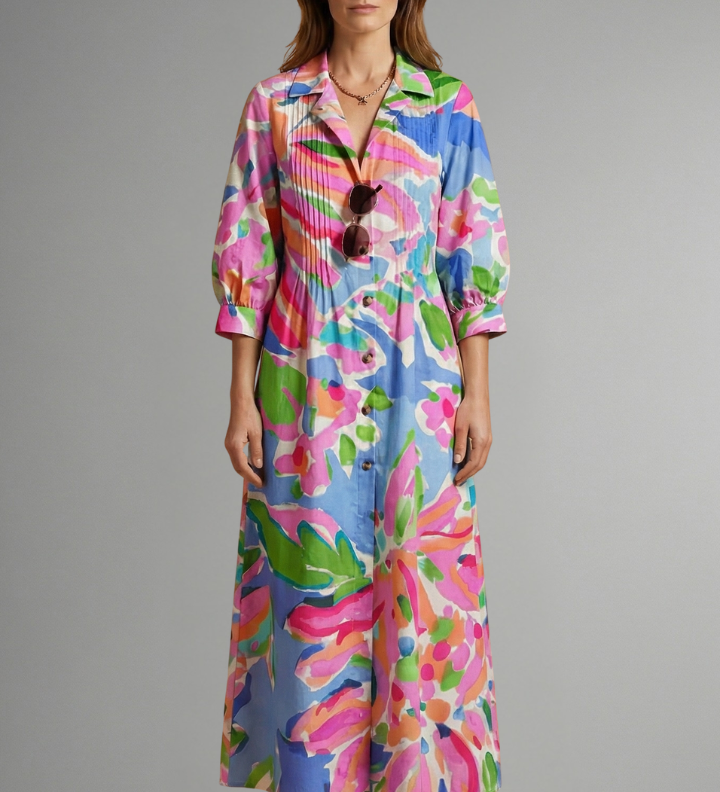 Maxikleid für Frauen mit floralem Muster und Taschen