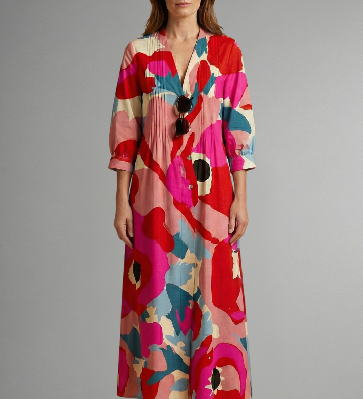 Maxikleid für Frauen mit floralem Muster und Taschen