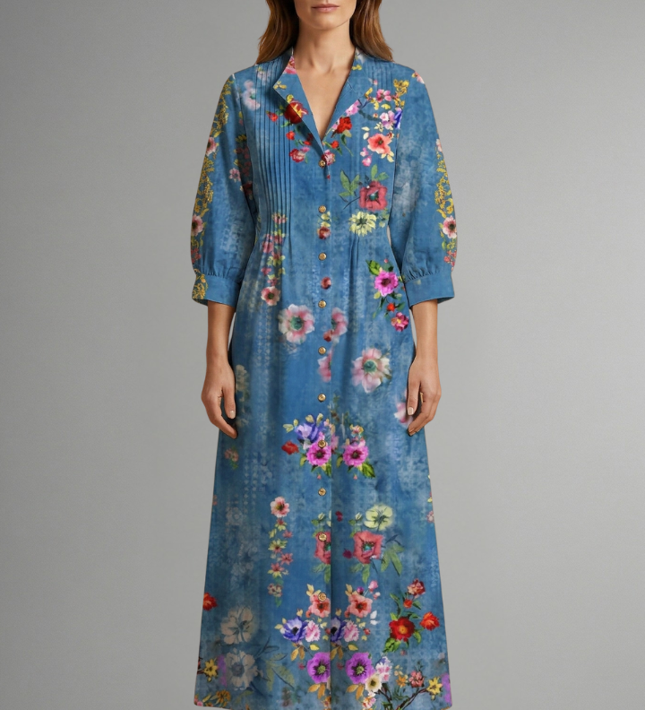 Maxikleid für Frauen mit floralem Muster und Taschen