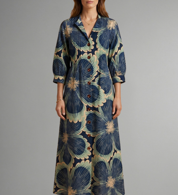 Maxikleid für Frauen mit floralem Muster und Taschen